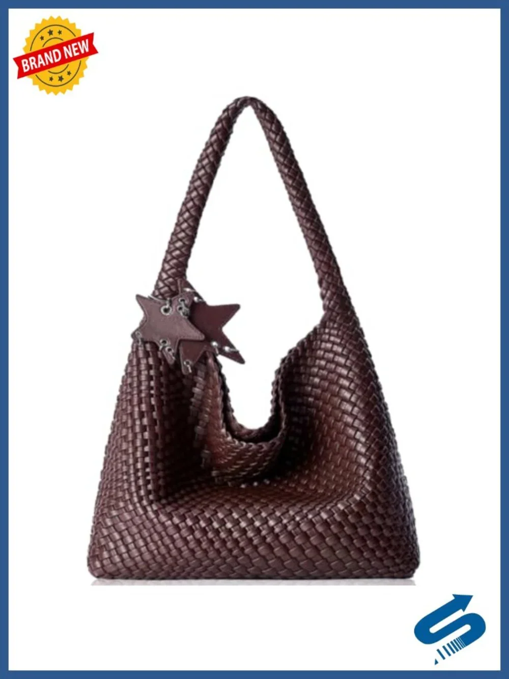 Woven Vegan Leather Tote Bag with Clutch Shoulder Hobo Satchel